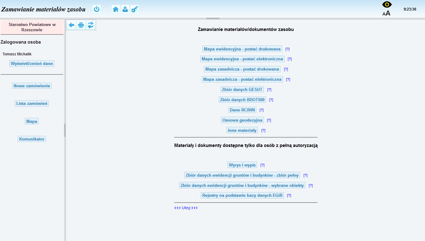 Udostępnienie materiałów dla przedsiębiorców/projektantów (wnioski na narady koordynacyjne)